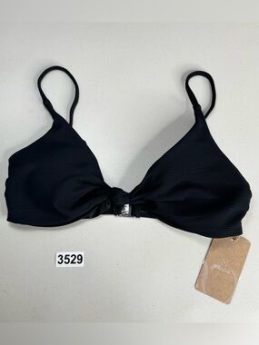 Berlook Bikini Top Medium Black Ribbed Knot New